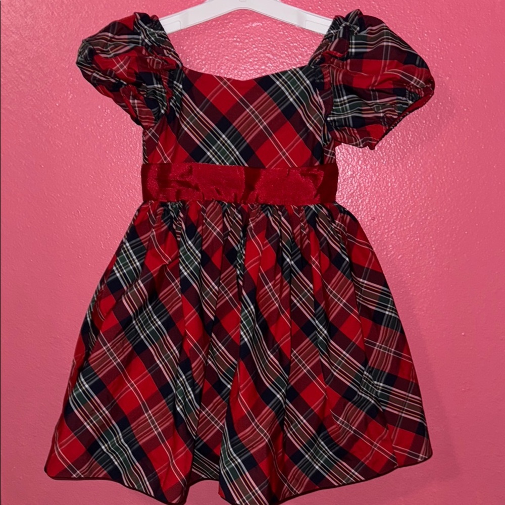 Elegant Red Plaid Kids Formal Dress